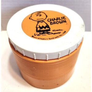 Vintage 1969 Charlie Brown Plastic Orange Container With Lid By United Feature S